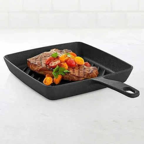 Food Network 9.8-In. Pre-Seasoned Cast-Iron Grill Pan<Food Network™
